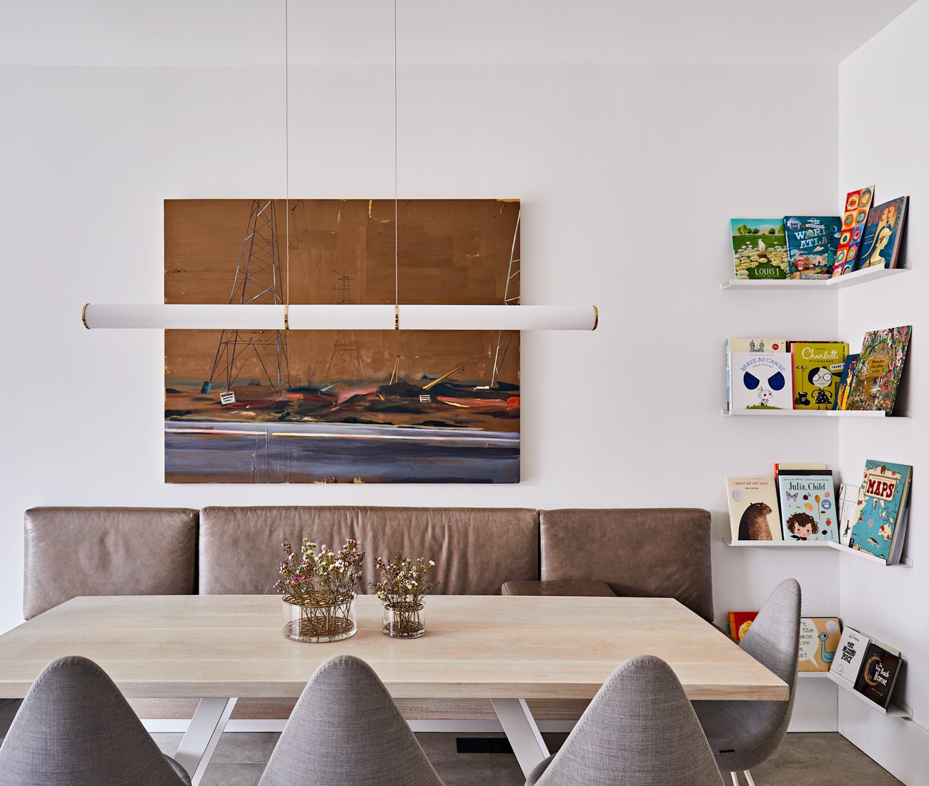 Alison Milne Design - Custom dining table with leather banquette