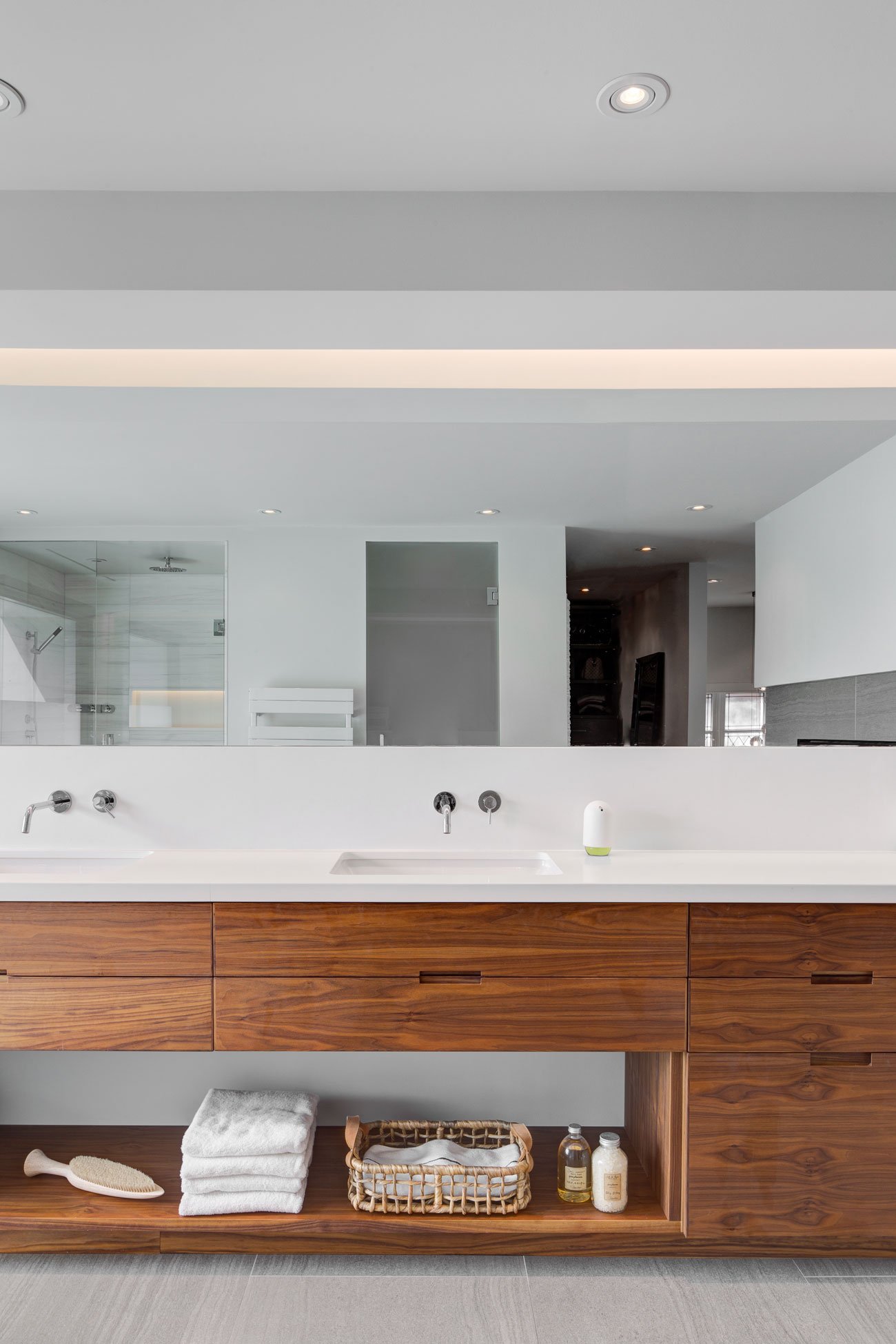 Walnut vanity by Laneway Millwork